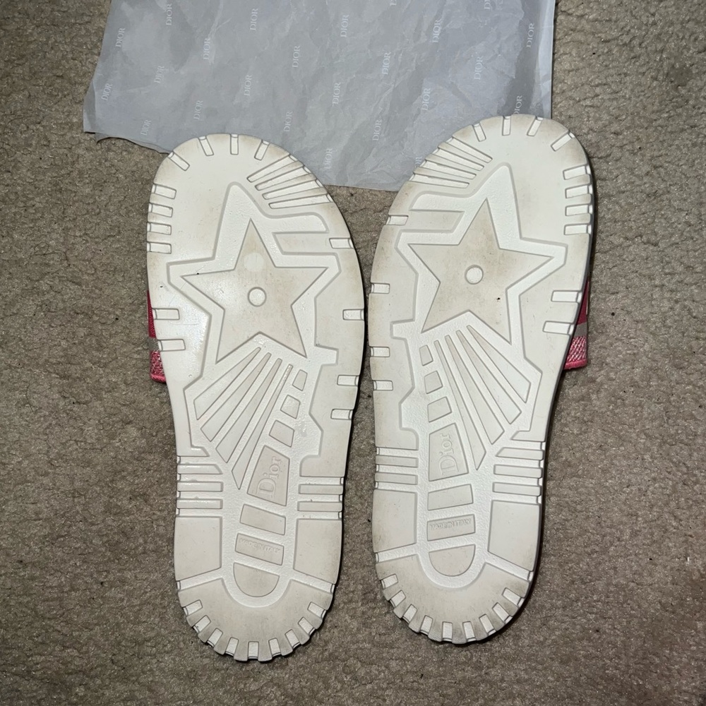 DIOR Bright Pink Toile de Jouy Embroidered Cotton DWAY SLIDE - Picture 5 of 7